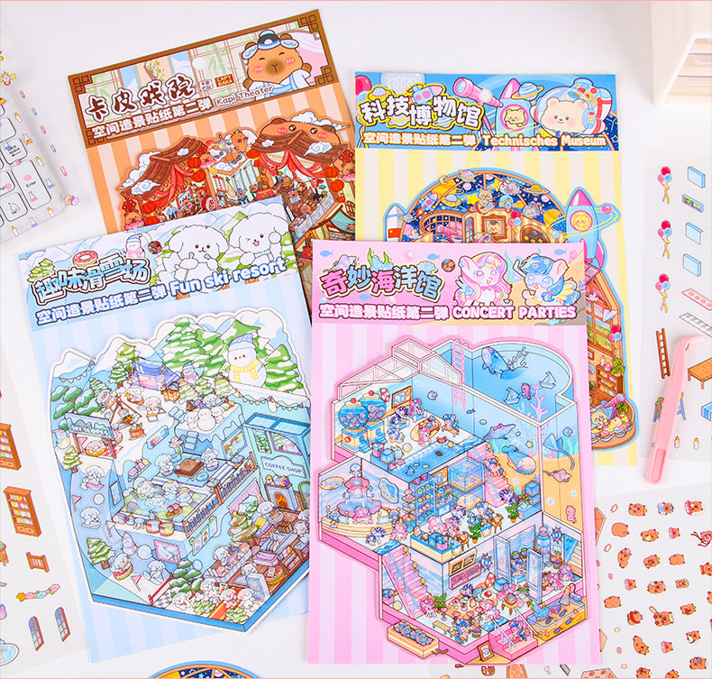 DIY Plus Size 3D Treasure Box World Landscape Stickers - Pocket Cabin Scene | Creative Gift for Kids