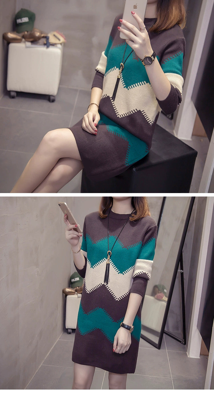 2023 Women’s Mid-Length Loose Knit Sweater — Casual Oversized Outerwear