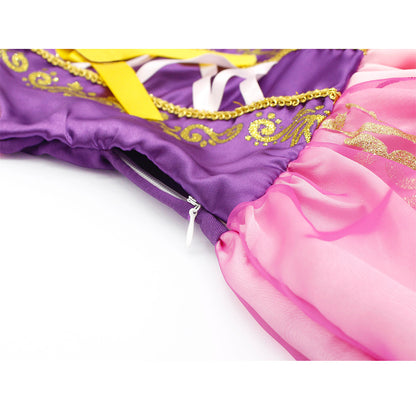 Disney Rapunzel Princess Dress - Purple Puff Sleeve Tangled Cosplay Costume for Girls, Halloween & Birthday Ball Gown