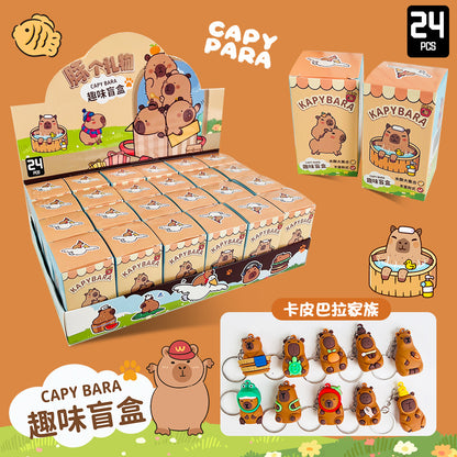 24pcs Capybara Blind Box Keychain — Cute Snot Bear Mystery Figures for Bags, Backpacks & Decorations