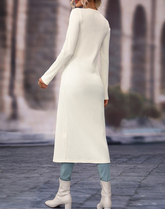 2023 Fashion Women's Button Long Striped Coat – Thin Open Dress for a Stylish Look