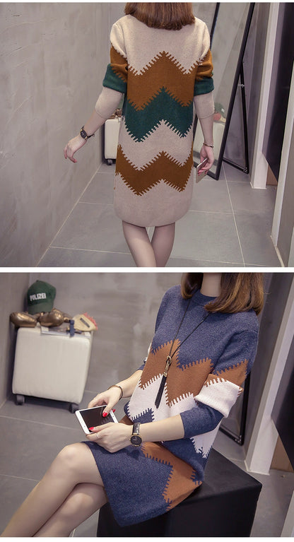 2023 Women’s Mid-Length Loose Knit Sweater — Casual Oversized Outerwear