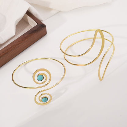 Lacteo Geometric Twisted Upper Arm Cuff Bracelet – Adjustable Water Drop Bangle for Women