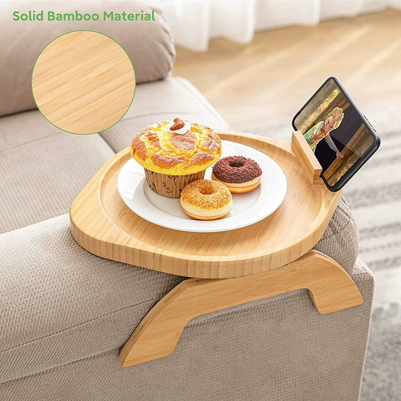 Stuck on Sofa Handrail Tray – Side Table with Feet, Tea Cup Holder & Small Apartment Coffee Table Gadget