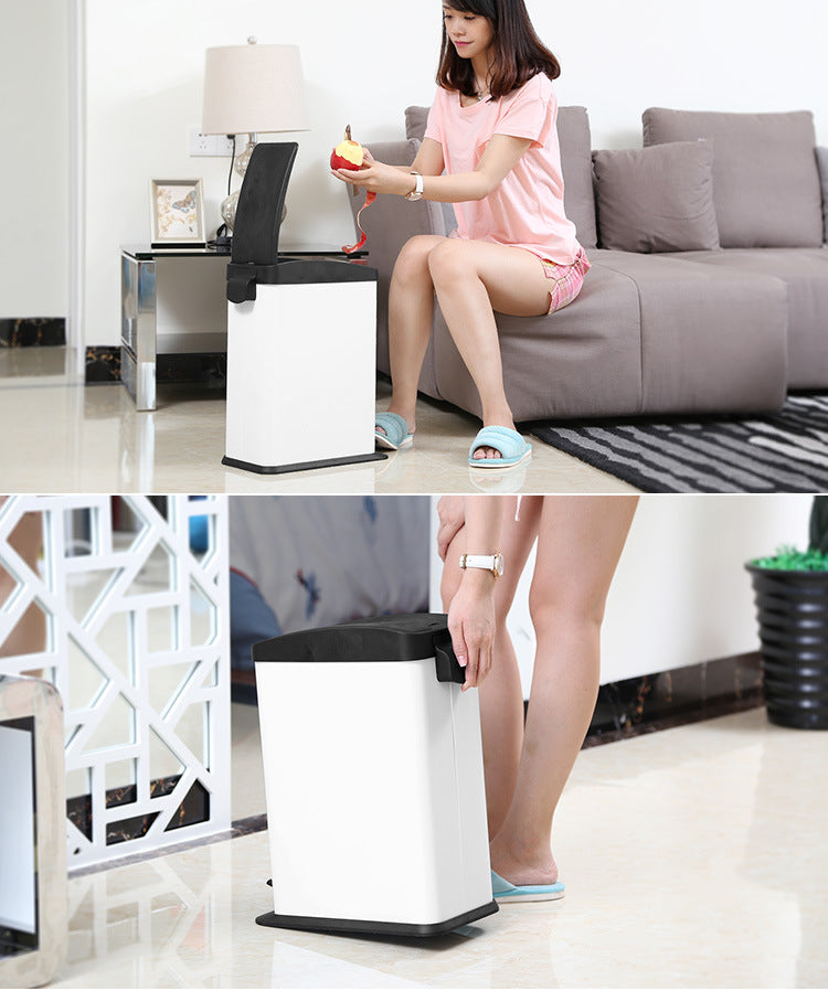 Stainless Steel Pedal Trash Can – Large Home & Living Room Trash Bin with Lid, Nordic Style Bathroom Waste Bin
