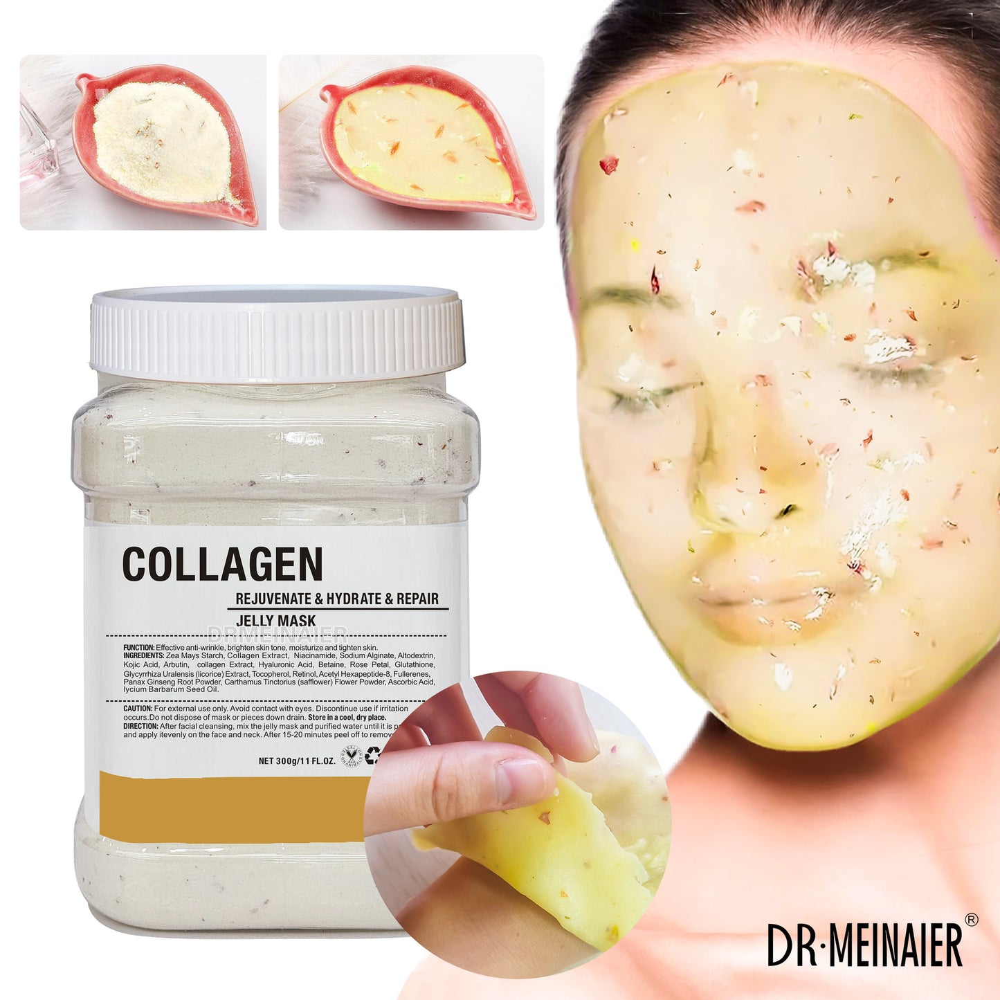 650g Arbutin Rose Jelly Mask Powder – DIY Hydrojelly Peel-Off Mask with Vitamin C, Hyaluronic Acid & 24K Gold for Skin Care
