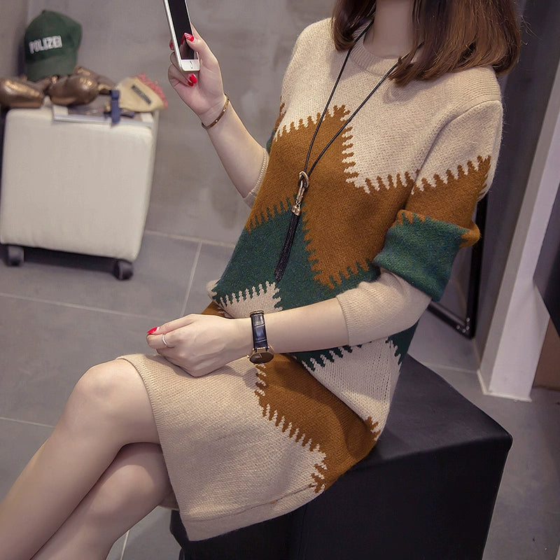 2023 Women’s Mid-Length Loose Knit Sweater — Casual Oversized Outerwear