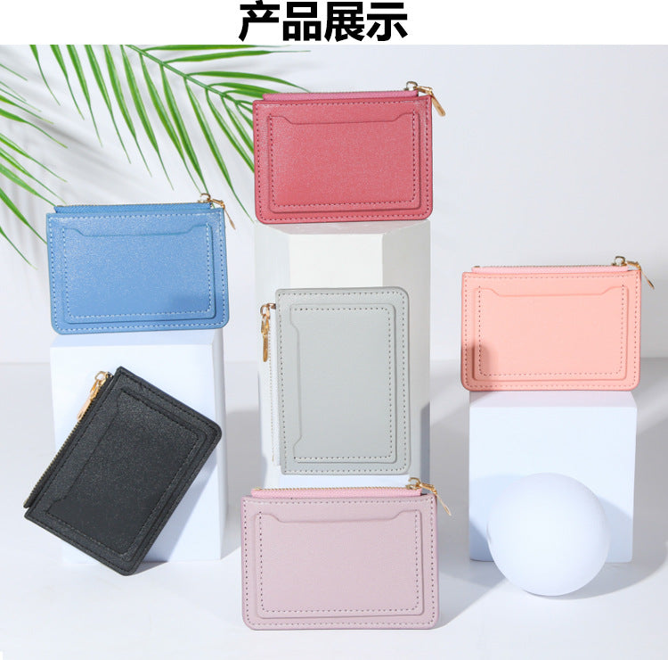 Women’s PU Leather Mini Wallet — Slim Hasp & Zipper Purse, Multi-Card Holder with Coin Pocket, Small Solid Short Wallet