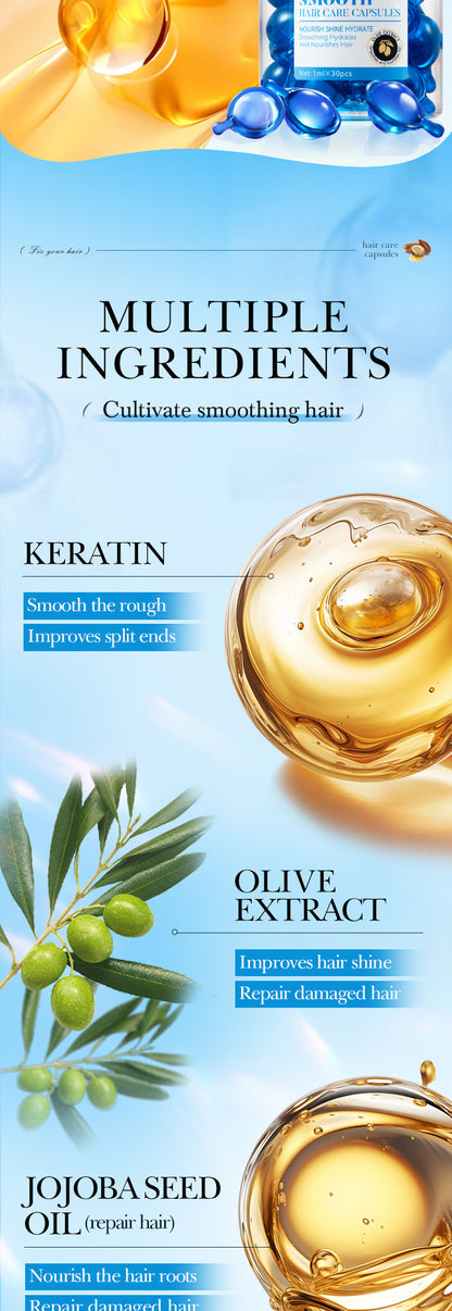 Magic Hair Vitamin Capsules — Keratin Oil for Fast Hair Restoration, Soft, Smooth, Shiny, Deep Moisturizer for Frizzy & Dry Scalp Hair Care
