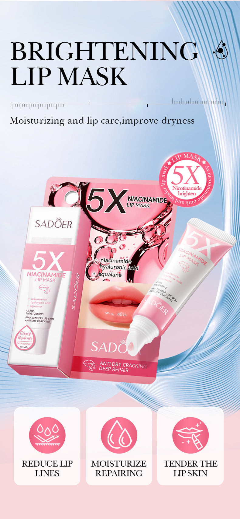 Dark Lip Balm Lightening Treatment – Exfoliating Melanin Mask for Pinker Lips, Reduces Lines & Improves Dryness