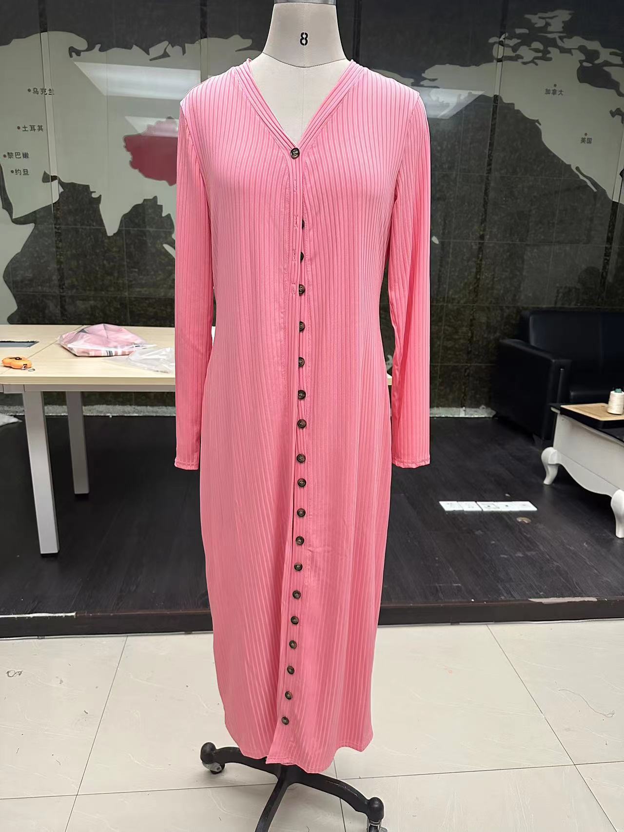 2023 Fashion Women's Button Long Striped Coat – Thin Open Dress for a Stylish Look
