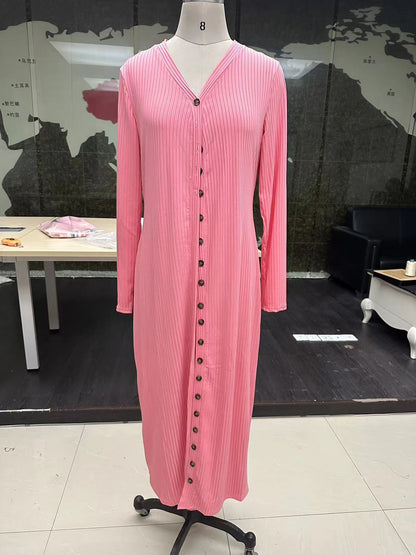 2023 Fashion Women's Button Long Striped Coat – Thin Open Dress for a Stylish Look