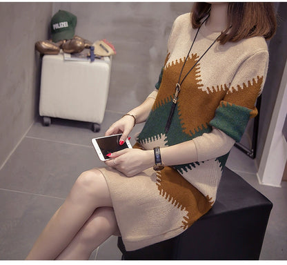 2023 Women’s Mid-Length Loose Knit Sweater — Casual Oversized Outerwear