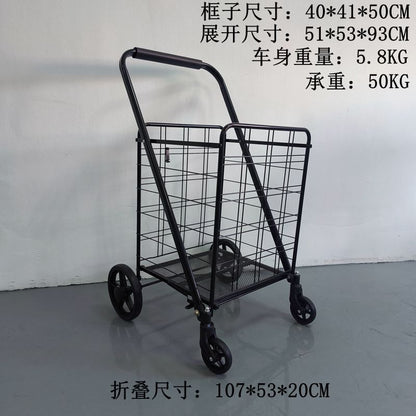 Foldable Internet Celebrity Shopping Trolley – Portable Hand-Pushed Luggage Cart for Home & Supermarkets