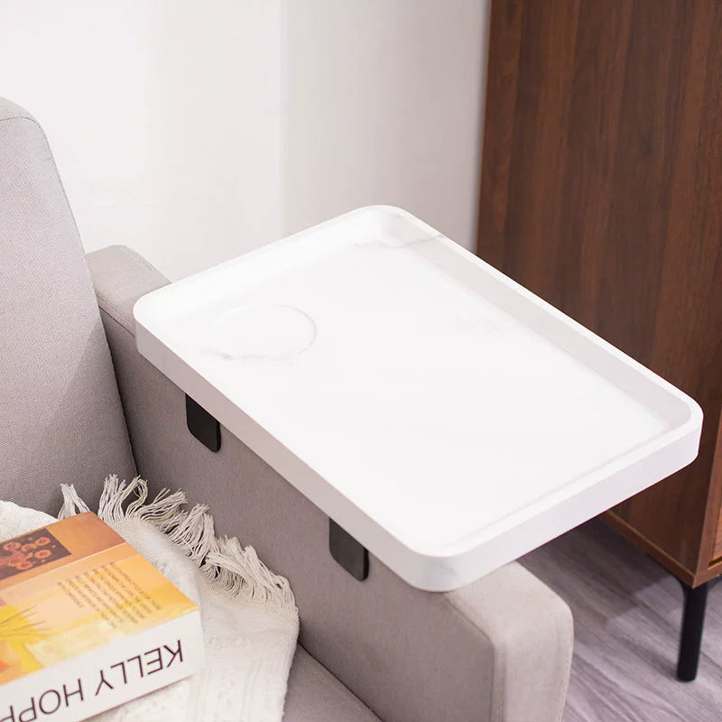 Stuck on Sofa Handrail Tray – Side Table with Feet, Tea Cup Holder & Small Apartment Coffee Table Gadget