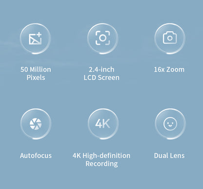 4K Digital Camera – 50MP Travel Selfie Camera with HD Zoom, 2.4-inch Screen, Mini Retro Cam for Kids & Beginners