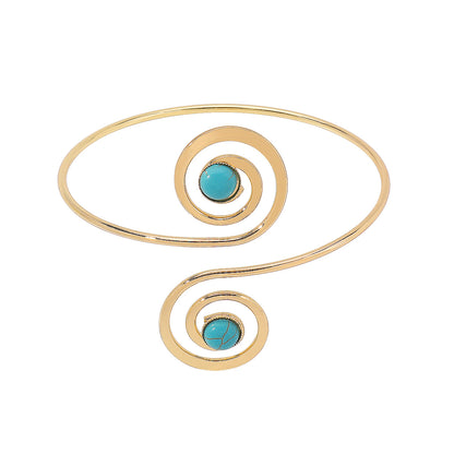 Lacteo Geometric Twisted Upper Arm Cuff Bracelet – Adjustable Water Drop Bangle for Women