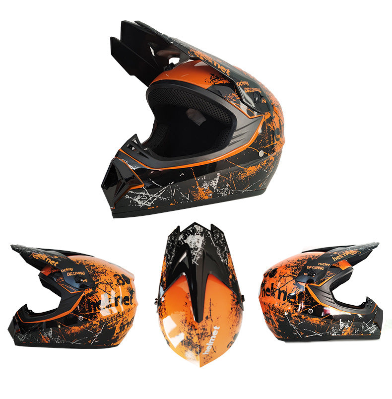 Youth & Kids Motorcycle Full Helmet - Children’s Motocross Casco Moto, Off-Road Protective Helmet with Goggles & Gloves
