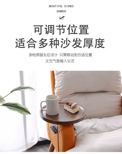 Stuck on Sofa Handrail Tray – Side Table with Feet, Tea Cup Holder & Small Apartment Coffee Table Gadget