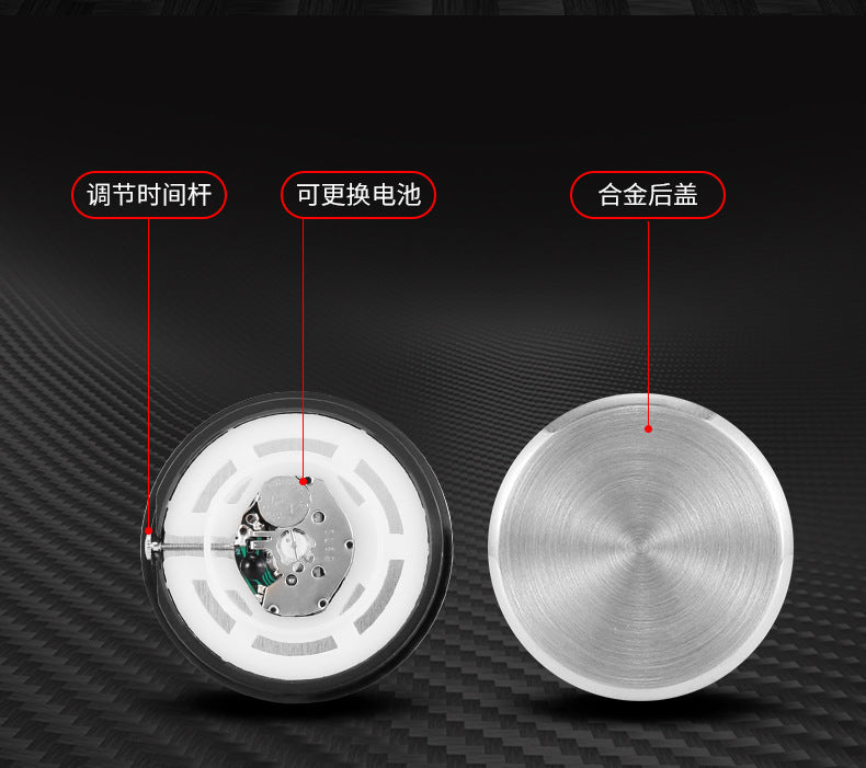 Luminous Car Clock - Mini Auto Stick-On Digital Watch for Cars, 40mm & 43mm Quartz Mechanic Ornament