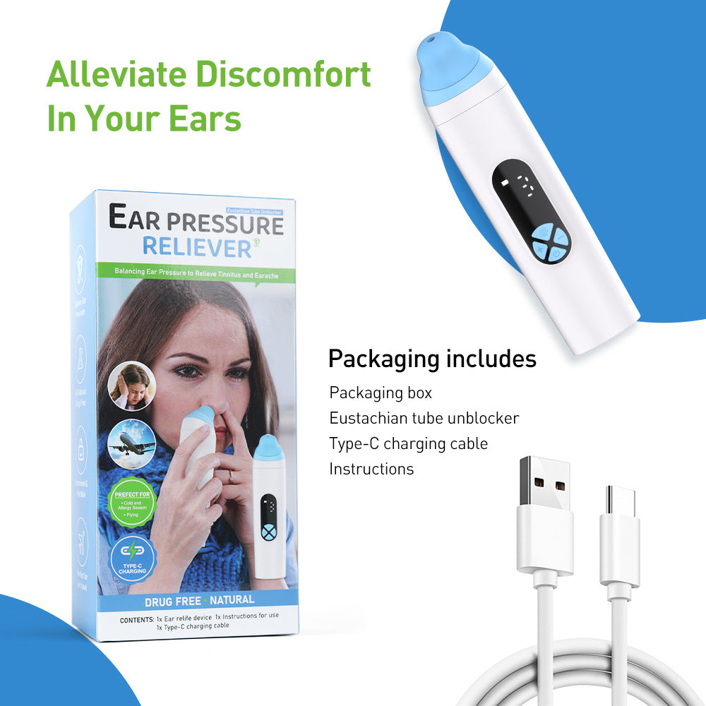Ear Pressure Relief Device – Eustachian Tube Unblocker with 3-Speed Adjustment for Tinnitus, Ear Blockage, and Dizziness Relief