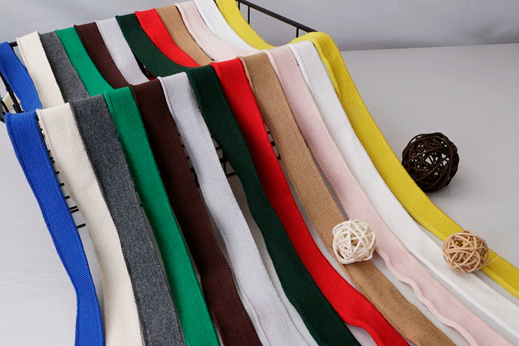 2CM Solid Color Ribbed Mercerized Cotton Knit – Soft T-Neck Short Cuffs with Elastic Edge
