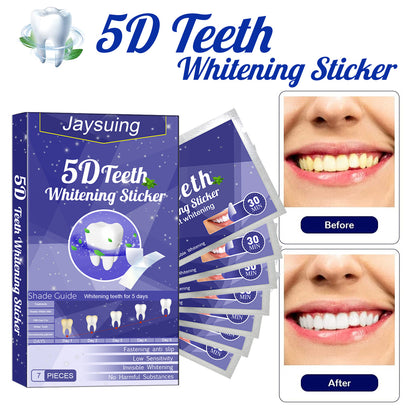 5D Whitening Teeth Stickers – 7/14 Pairs Gel Strips for Stain Removal, Dental Bleaching & Oral Hygiene Care