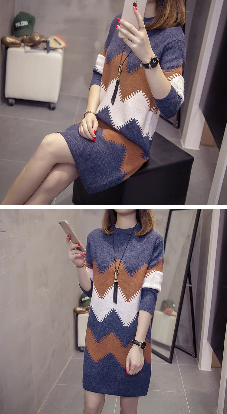 2023 Women’s Mid-Length Loose Knit Sweater — Casual Oversized Outerwear
