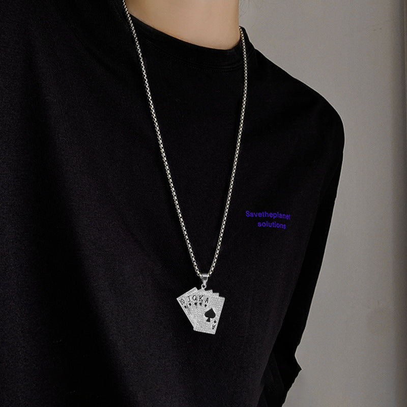 Ace of Spades Playing Card Necklace – Trendy Pendant Chain for Men & Women