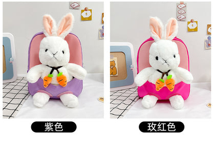 Plush 3D Rabbit Backpack for Kids – Cute Bow Tie Cartoon School Bag for Boys & Girls