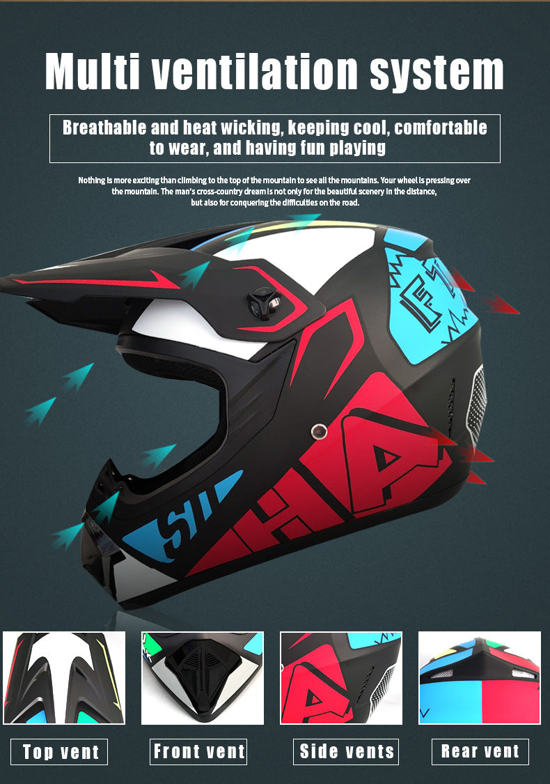 Youth & Kids Motorcycle Full Helmet - Children’s Motocross Casco Moto, Off-Road Protective Helmet with Goggles & Gloves
