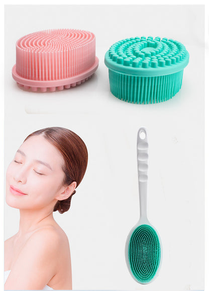 Exfoliating Silicone Bristle Sponge – Dead Skin Scrubber & Scalp Massager Bath Brush