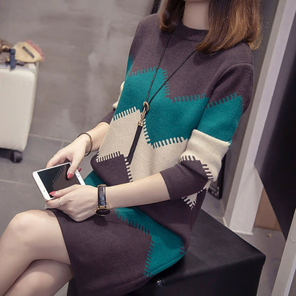 2023 Women’s Mid-Length Loose Knit Sweater — Casual Oversized Outerwear