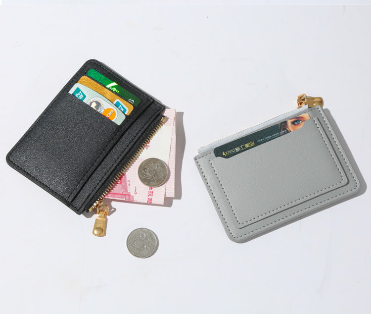Women’s PU Leather Mini Wallet — Slim Hasp & Zipper Purse, Multi-Card Holder with Coin Pocket, Small Solid Short Wallet