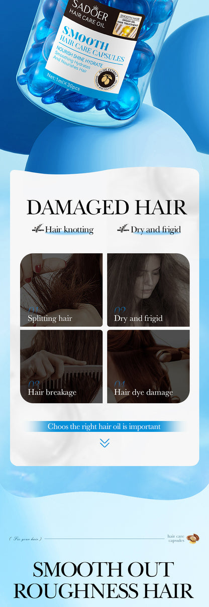 Magic Hair Vitamin Capsules — Keratin Oil for Fast Hair Restoration, Soft, Smooth, Shiny, Deep Moisturizer for Frizzy & Dry Scalp Hair Care