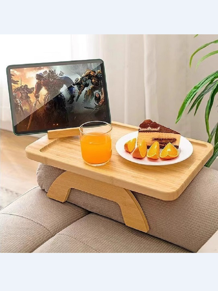Stuck on Sofa Handrail Tray – Side Table with Feet, Tea Cup Holder & Small Apartment Coffee Table Gadget