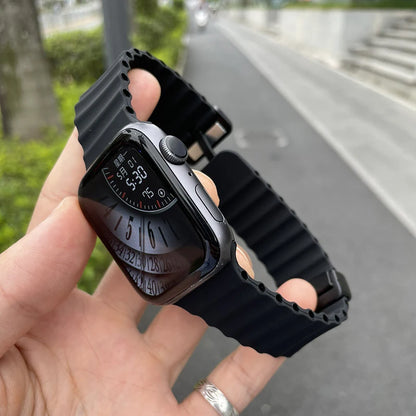 Ocean Strap for Apple Watch - Silicone Magnetic Sport Band for 41mm-49mm, Compatible with Series 6, SE, 7, 8, 9, 10, and Ultra