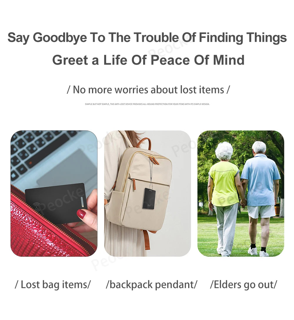 Wallet Anti-Loss Card – GPS Smart Tag with iPhone Find My Bluetooth, Ultra-Thin Wireless Charging, IP67 Waterproof