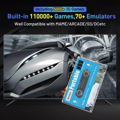 KINHANK Super Console 500GB Gaming HDD – 100,000 Games, 70 Emulators for DC/MAME/SS/NAOMI/PS2/PS1, Plug & Play with Batocera OS