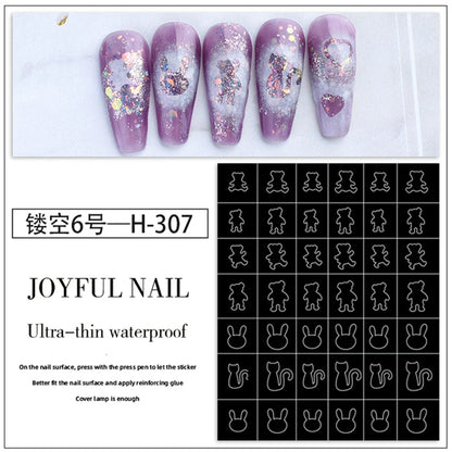 Hollow Nail Art Stickers – Spray-Painted Love & Butterfly French Pattern Decorative Decals for Nails