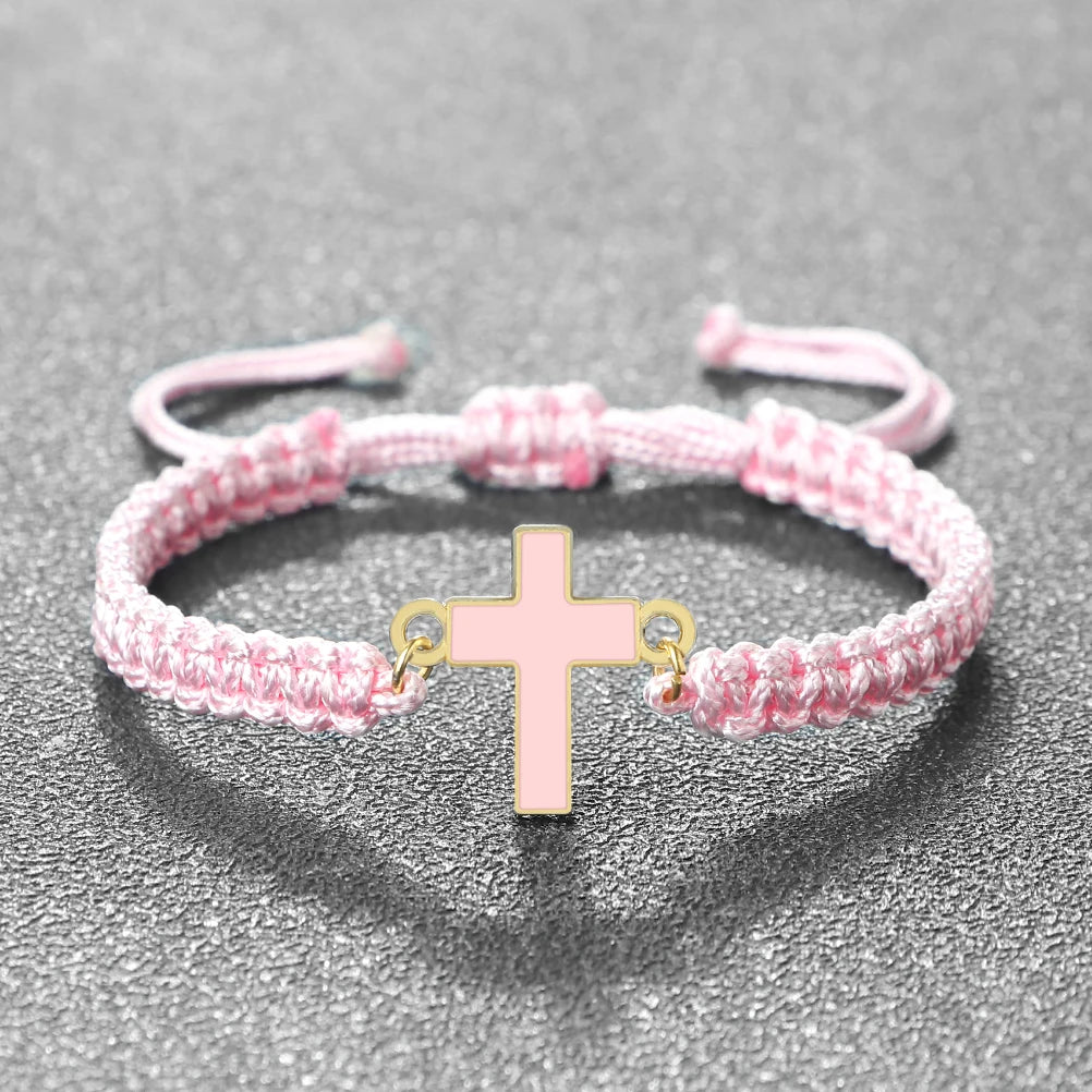 Jesus Cross Braided Bracelet - Handmade Christian Faith Friendship Bangle Jewelry Gift for Women & Men