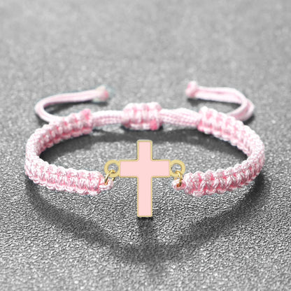 Jesus Cross Braided Bracelet - Handmade Christian Faith Friendship Bangle Jewelry Gift for Women & Men