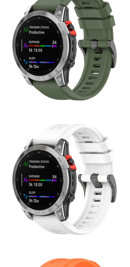 Silicone Watch Strap for Garmin Fenix 7X/7/7S/6/6X/5X/5S/3HR/945/935 – QuickFit 20/22/26mm Wrist Band