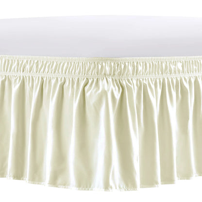 Elastic Wrap Around Bed Skirt – Wrinkle, Fade & Shrink Resistant Easy Fit Dust Ruffle for Adjustable Beds