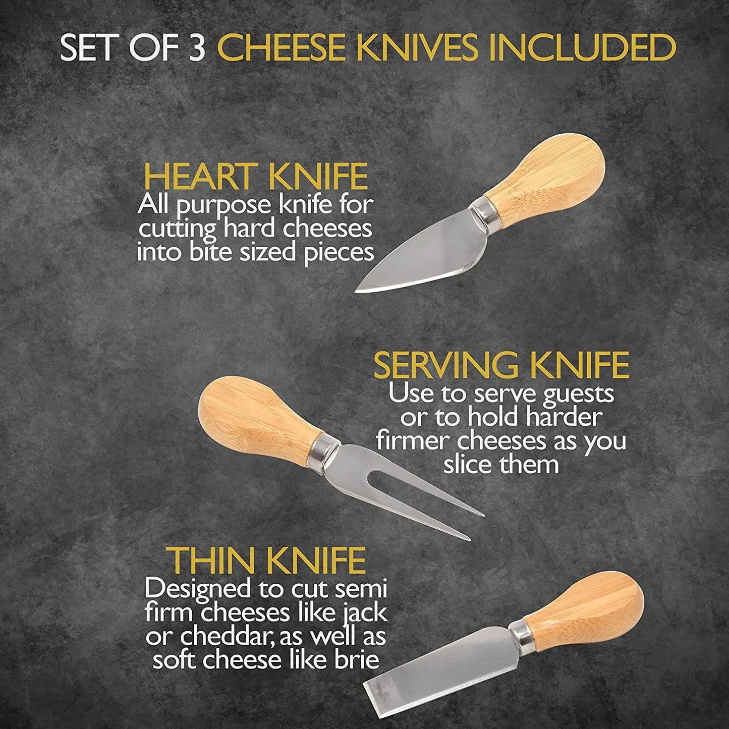 Cheese Board Cutlery Set with Slide-Out Drawer – Slicer, Fork, Scoops and Kitchen Storage Tools