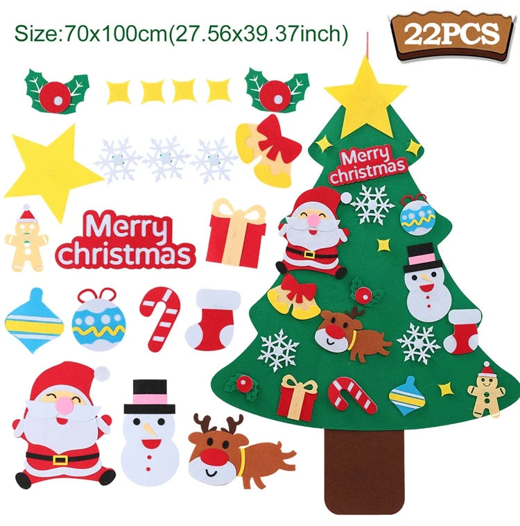 DIY Felt Christmas Tree Decoration – Xmas Ornament for Home Navidad Noel 2025 Santa Claus Kids Gift