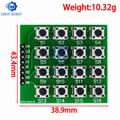 4x4 Matrix Keypad Module - 16-Key 8-Pin Button Keyboard for Arduino DIY and Breadboard Projects