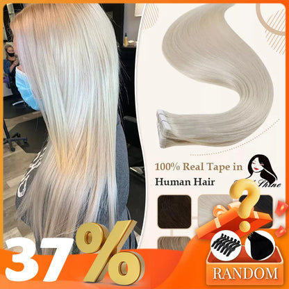Full Shine Blonde Tape-In Hair Extensions – 100% Remy Human Hair, Double-Sided, Straight, Silky & Comfortable for Women