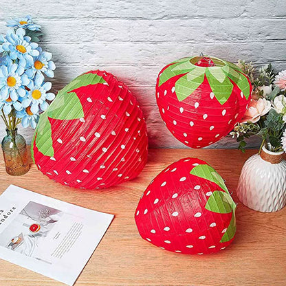 Strawberry Paper Lanterns - 3PCS 20CM Cute Fruit Theme Decorations for Birthday Parties & Baby Showers