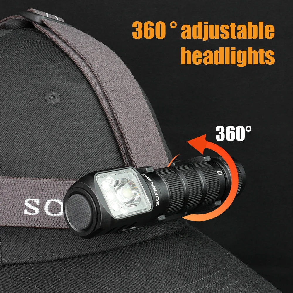 SOFIRN HS42 Headlamp 2100lm USB-C Rechargeable 18650 EDC Flashlight - SST40 LED Torch with Magnetic Power Bank for Camping
